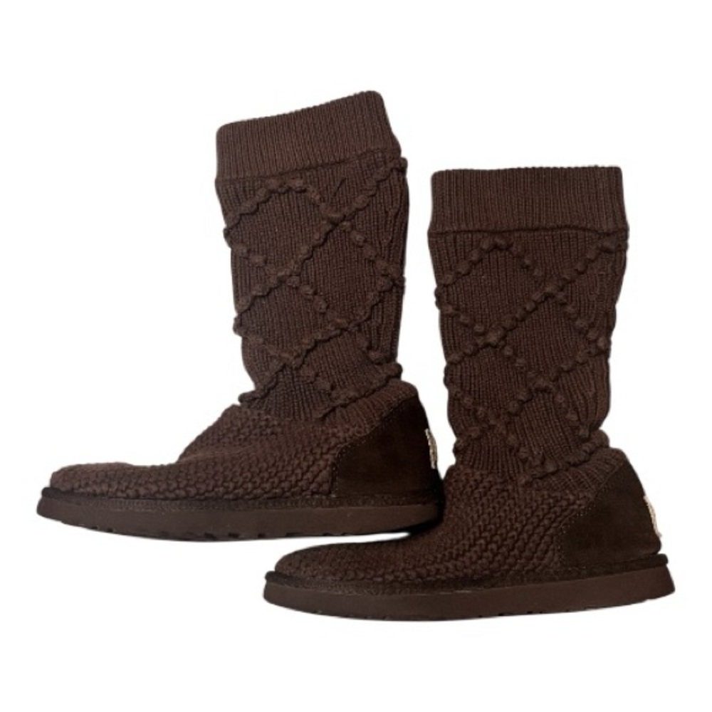 UGG 5879 Classic Argyle Knit Cardi Boot Brown sz 7 - Picture 2 of 7